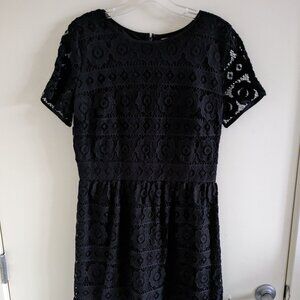 Black lace shirt sleeve dress